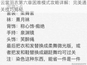 云裳羽衣第六章困难模式攻略详解：完美通关技巧揭秘