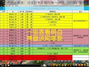 梦幻西游三维版：法宝任务攻略指南——解锁你的奇幻冒险之旅