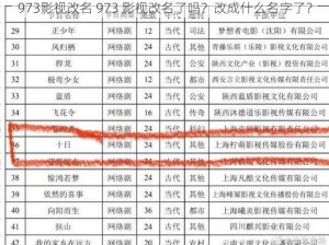 973影视改名 973 影视改名了吗？改成什么名字了？