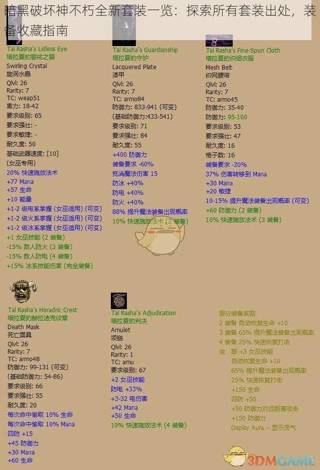 暗黑破坏神不朽全新套装一览：探索所有套装出处，装备收藏指南