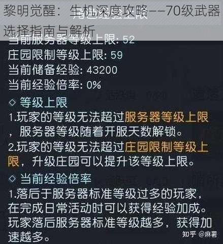 黎明觉醒：生机深度攻略——70级武器选择指南与解析