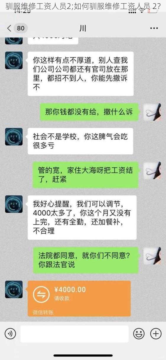 驯服维修工资人员2;如何驯服维修工资人员 2？