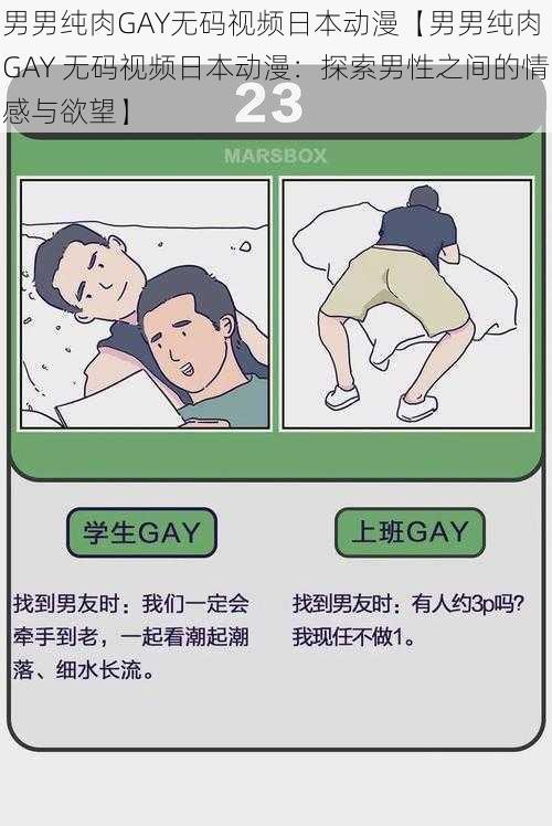 男男纯肉GAY无码视频日本动漫【男男纯肉 GAY 无码视频日本动漫：探索男性之间的情感与欲望】