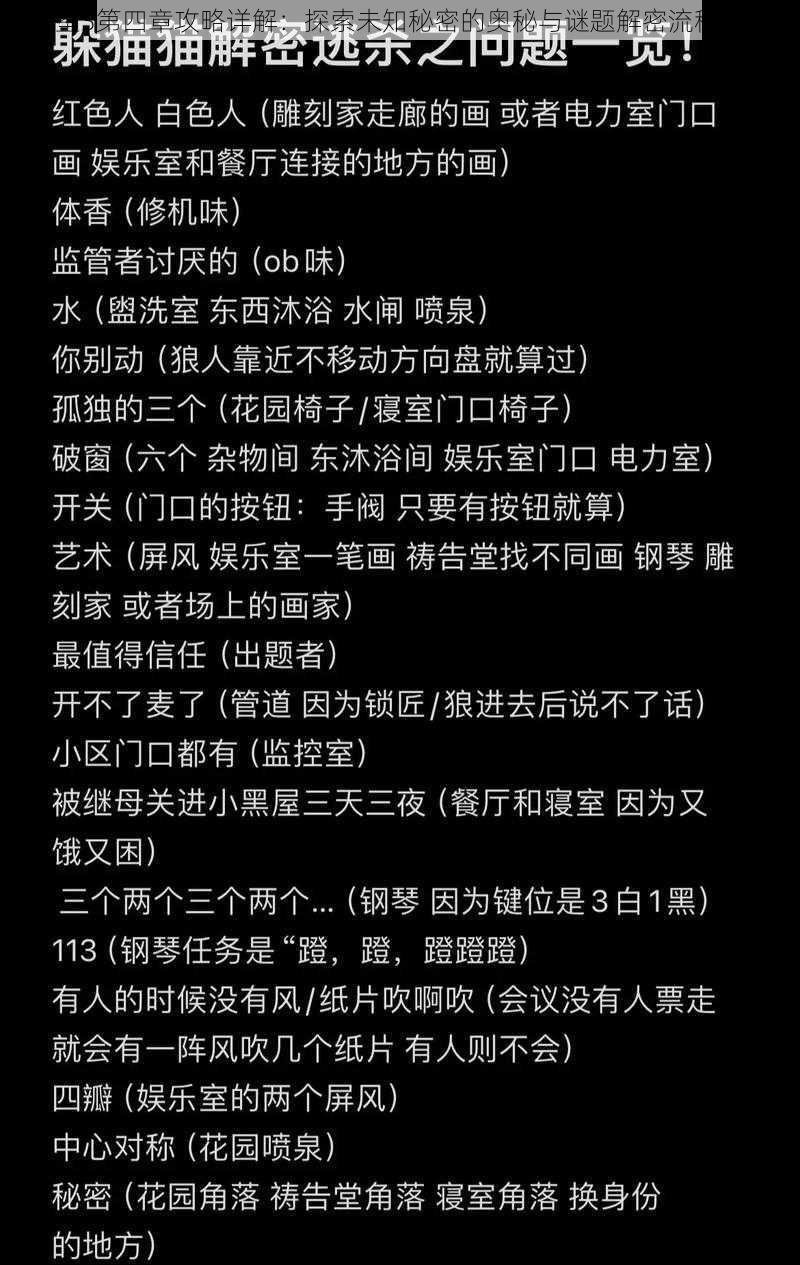 迷室3第四章攻略详解：探索未知秘密的奥秘与谜题解密流程解析