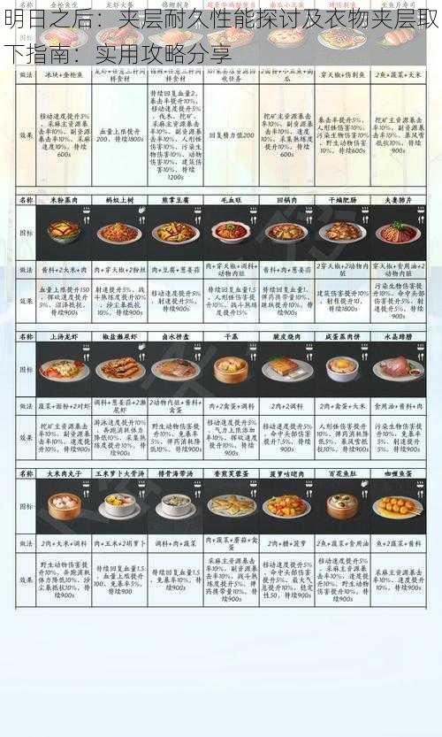 明日之后：夹层耐久性能探讨及衣物夹层取下指南：实用攻略分享