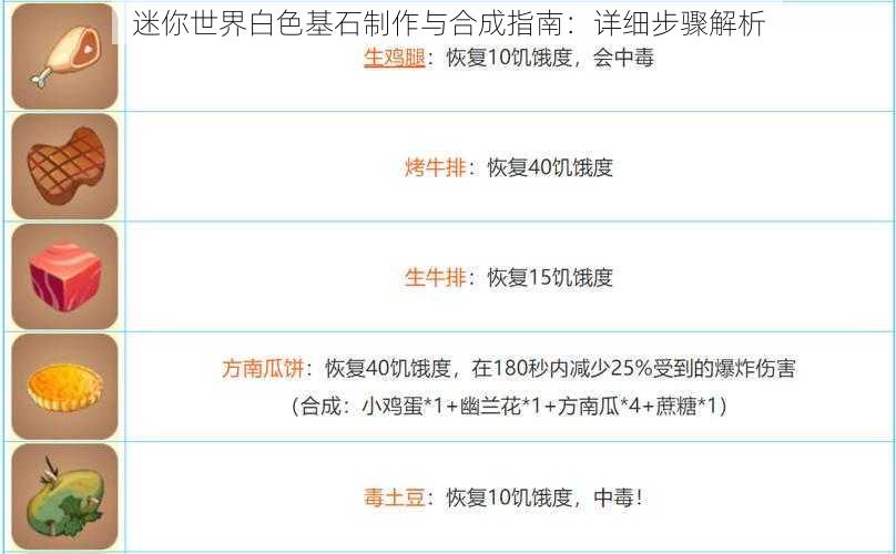 迷你世界白色基石制作与合成指南：详细步骤解析