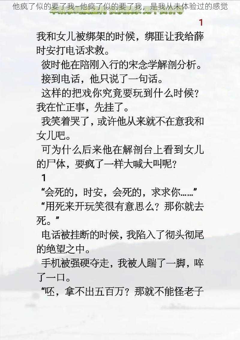 他疯了似的要了我—他疯了似的要了我，是我从未体验过的感觉