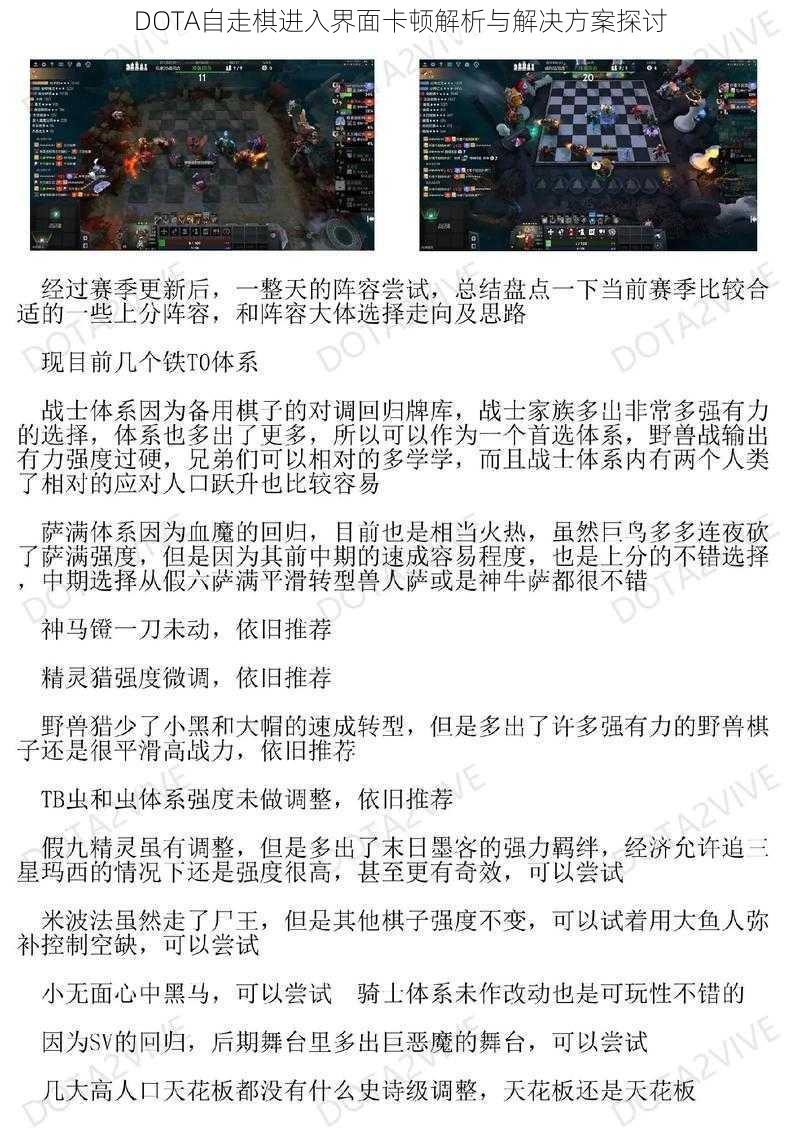 DOTA自走棋进入界面卡顿解析与解决方案探讨