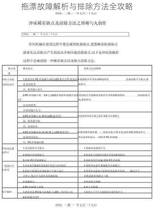 拖漂故障解析与排除方法全攻略