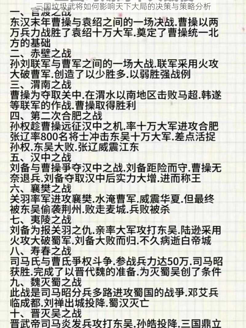 三国垃圾武将如何影响天下大局的决策与策略分析