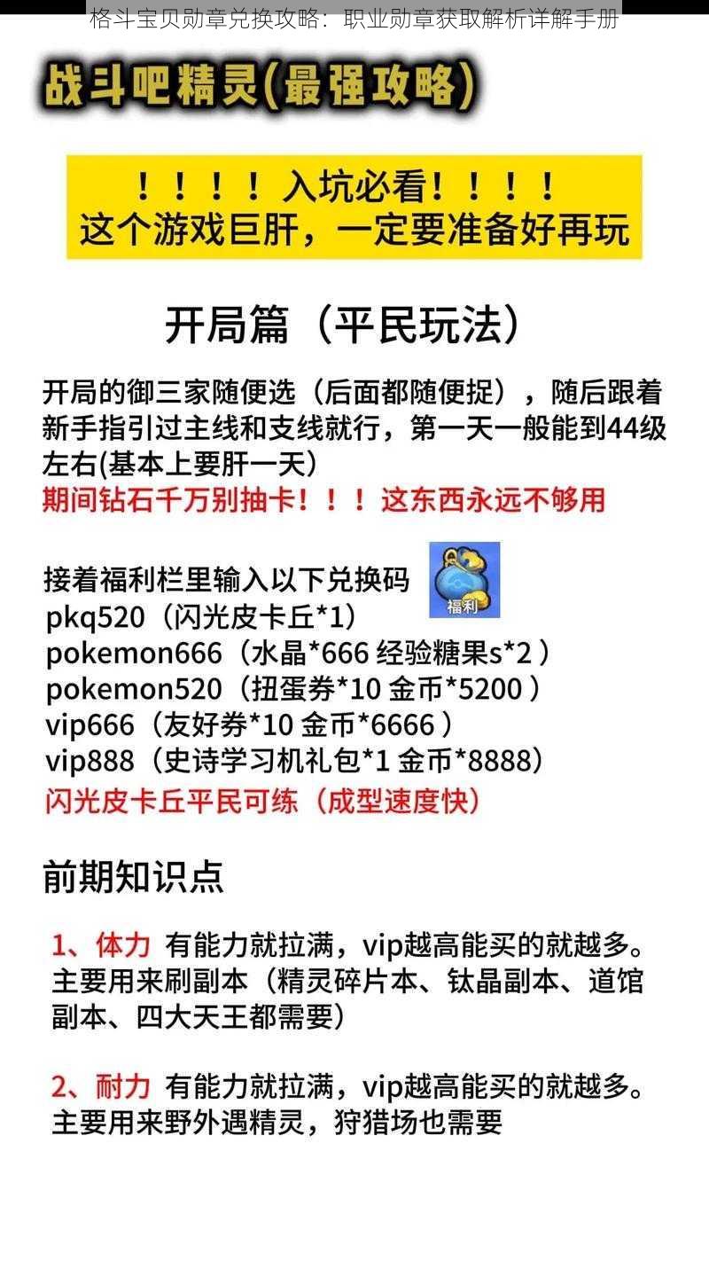 格斗宝贝勋章兑换攻略：职业勋章获取解析详解手册