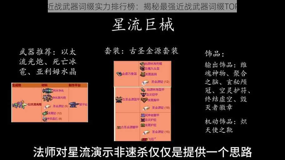 泰拉瑞亚近战武器词缀实力排行榜：揭秘最强近战武器词缀TOP排名榜单