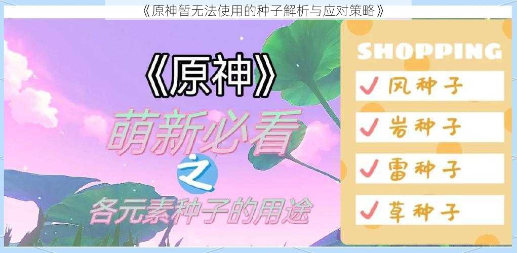 《原神暂无法使用的种子解析与应对策略》